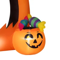 Outsunny Arche de citrouille gonflable d'Halloween 150 cm avec fantôme mignon décoration gonflable d'Halloween avec lumières LED(m-9)