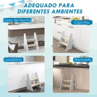 AIYAPLAY Banco para Crianças de 2 Degraus Torre de Aprendizagem Escada para Crianças acima de 3 Anos para Casa de Banho Cozinha 43x30x55 cm Branco(m-4)