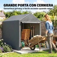 Outsunny Carpa para Bicicletas y Motos 1,2x1,8x1,65 m con 2 Habitaciones Puerta con Cremallera Impermeable Anti-UV Gris Oscuro(m-6)