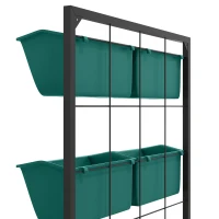 Outsunny Orto Verticale da Parete a 3 Livelli con 6 Vasi, in Acciaio e Plastica, 52x14x66 cm, Verde(m-9)