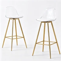 Lot de 2 tabourets de bar, design moderne et polyvalent idéal pour café, 38x33x96.5 cm, Transparent(m-2)