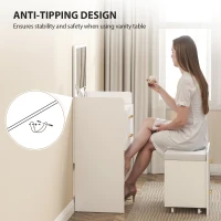 HOMCOM Compact Dressing Table and Stool Set, with Storage - White(m-7)