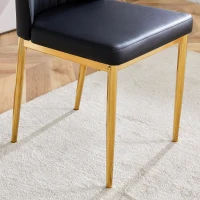 Lot de 4 chaises de salle à manger, design élégant et glamour, structure en métal, 43,00x42,50x92,50 cm, Noir+Doré(m-6)