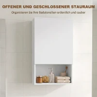 HOMCOM Badkamerkast voor wandmontage met verstelbare planken en deur, wit(m-4)