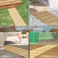 Outsunny Passerella per Giardino a Doghe Arrotolabili in Legno di Abete, 120x38 cm, Color Legno(m-4)