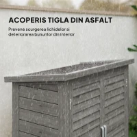 Outsunny Dulap de Grădină din Lemn de Brad cu Uși cu Obloane și 2 Polițe, 87x46,5x96,5cm, Gri(m-5)