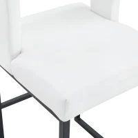 Lot de 2 tabourets de bar style nordique, structure métallique robuste avec pieds argentés, 48x53.3x91.4 cm, Blanc+Noir(m-7)