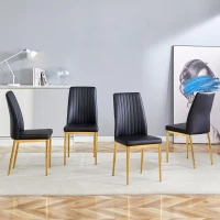 Lot de 4 chaises de salle à manger, design élégant et glamour, structure en métal, 43,00x42,50x92,50 cm, Noir+Doré(m-4)