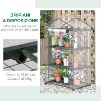 Outsunny Mini Serra con Copertura in Plastica, Telaio in Acciaio con 3 Ripiani, 69x49x125cm, Trasparente(m-6)