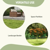 Outsunny 4PCs Wooden Garden Fencing Landscape Edging, Grey(m-6)