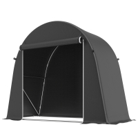 Outsunny Abri de jardin tente de stockage étanche abri moto porte enroulable fermeture éclair, 245 x 120 x 200 cm, gris foncé