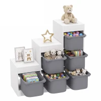 AIYAPLAY Meuble de rangement pour jouets des enfants avec 6 bacs amovibles, 3 niveaux de rangement, 96 x 38,5 x 90, gris(m-11)