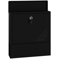HOMCOM Cutie Poștală de Perete din Metal cu Fereastră și Serratura, 30x8.5x32.5 cm, Gri Carbon(m-12)
