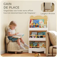 AIYAPLAY Bibliothèque pour enfant, rangement livre enfant 3 niveaux pour salle de jeux, chambre d'enfant, bois naturel(m-6)