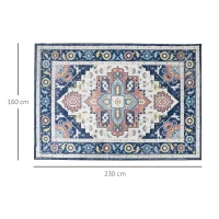 HOMCOM Vintage Area Rugs, Faux Rabbit Fur Large Carpet for Living Room, Bedroom, Dining Room, 160 x 230 cm, Blue(m-13)