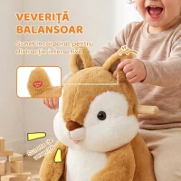 AIYAPLAY Balansoar pentru Copii 1-3 Ani, Veveriță din Pluș cu Sunete și Centură de Siguranță, Maro(m-4)