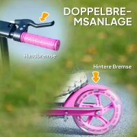 AIYAPLAY Kinderstep, Dubbele Remmen, Metalen Frame, Voetsteun, Opvouwbaar, 3-8 Jaar, Roze(m-6)