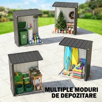 Outsunny Magazie de Gradina Pentru Unelte din Tabla de Otel cu Zavor, 161.5x94.5x196cm, Negru(m-15)