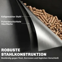 Outsunny Metalen pelletbak op wielen, 30 kg pelletopslag met zeef en kijkvenster, 36,5 x 36,5 x 61,5 cm(m-5)
