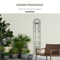 Outsunny Portapiante Verticale Pieghevole con 5 Vasi da Esterno in Metallo, 82x12.5x150cm, Nero(m-6)