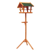 HOMCOM Mangeoire pour Oiseaux Sauvages sur Pied, Nichoir à Plateau, Abri à Oiseaux en Bois pour Extérieur, 150cm(m-12)