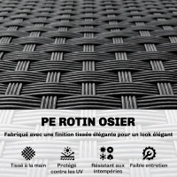 Outsunny Ensemble Salon de Jardin encastrable 8 Personnes 9 pièces résine tressée 4 Fils Imitation rotin Noir Coussins déhoussables crème(m-5)