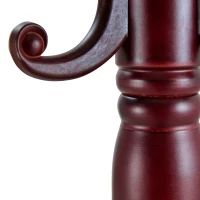 Porte-manteau européen en bois massif, design sculpté et élégant, plusieurs crochets à hauteurs variées, 48x48x195 cm, Noyer(m-4)