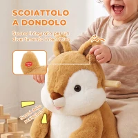 AIYAPLAY Dondolo per Bambini 1-3 Anni a Scoiattolo in Peluche, Suoni, Cintura di Sicurezza, Marrone(m-3)