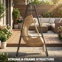 Outsunny Hammock Chair Stand Only 150KG Load Capacity for Indoor Outdoor, Black(m-4)