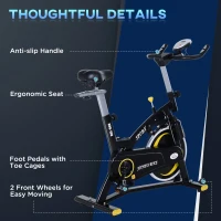 HOMCOM Stationary Exercise Bike, Aerobic Indoor Training,  Upright Cycling Cardio Workout, Home Fitness Racing Machine with 10KG Flywheel, LCD Monitor & Phone Holder, Yellow(m-8)