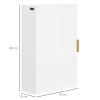 kleanking Armadietto Bagno a Muro con Anta Decorata, Maniglia Dorata e Ripiani Regolabili, 40x15x60 cm, Bianco(m-3)