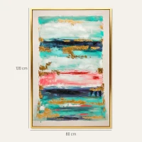 HOMCOM Cuadro en Lienzo Abstracto a Mano 120x80 cm Cuadro para Decoración de Salón Moderno con Marco de Madera Multicolor(m-3)