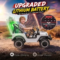 AIYAPLAY Mașină Electrică pentru Copii 12V, Buggy Electric pentru Copii, 2 Motoare, Telecomandă 2,4G, Baterie Litiu, Alb(m-5)