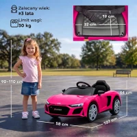 AIYAPLAY Elektryczny samochód dla dzieci 12V z pilotem, akumulator litowy, 2 silniki, łagodny rozruch, tylne zawieszenie Różowy(m-3)