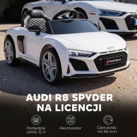 AIYAPLAY Elektryczny samochód dla dzieci 12V z pilotem, akumulatorem litowym, 2 silniki, miękki start, tylne zawieszenie Biały(m-4)