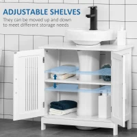 kleankin Modern Bathroom Storage Cabinet, Freestanding Floor Cupboard with Double Doors and Adjustable Shelves for Living Room, Hallway, Kitchen, Entryway, White(m-5)