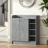 HOMCOM Meuble de rangement à chaussures pour entrée avec 4 compartiments ouverts et placard double porte - étagère réglable(m-2)
