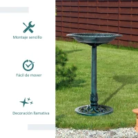 Outsunny Baño para Pájaros de Jardín Exterior con Diseño de Flor y Acabado Envejecido Ligero y Resistente Verde(m-7)