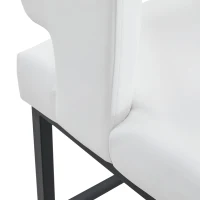 Lot de 2 tabourets de bar style nordique, structure métallique robuste avec pieds argentés, 48x53.3x91.4 cm, Blanc+Noir(m-8)