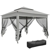 Outsunny Tonnelle Barnum de Jardin Pop-up Pliant Acier Polyester imperméabilisé Anti UV moustiquaires + Sac de Transport(m-1)