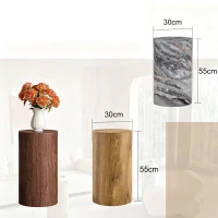 Table basse ronde élégante, bords arrondis et patins antidérapants, 30x30x55 cm, Couleur naturelle(m-3)