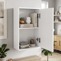 HOMCOM Mobiletto Bagno Pensile Sopra WC con Ripiano Regolabile e Anta, Bianco(m-9)