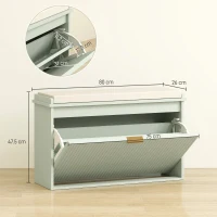 HOMCOM Elegant Eight Shoe Bench, with Top Seat - Green(m-3)