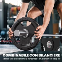 SPORTNOW Set Dischi Palestra Olimpici da 2x10 kg, Foro Ø50 mm, Dischi Pesi, Rivestiti in Gomma, 3 Maniglie Ergonomiche, Nero(m-5)