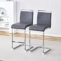 Lot de 2 tabourets de bar style nordique, design élégant, idéal pour cuisine, bar ou restaurant, 38.9x46.5x96.5 cm, Gris foncé+Argent(m-4)
