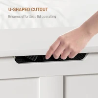 HOMCOM 100L Home Storage Box, with Safety Hinge - White Wood-Effect(m-6)