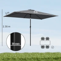 Outsunny Garden Parasol, Parasol Umbrella with Crank Handle, Tilt Function, Polyester Canopy, Dark Grey(m-3)