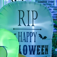 HOMCOM 5FT Halloween Inflatables Ghost and Tombstone, Blow Up Outdoor Halloween Decorations with Build-in LED Lights for Garden, Lawn, Party(m-9)