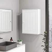 HOMCOM Mobiletto Bagno Pensile Sopra WC con Ripiano Regolabile e Anta, Bianco(m-10)