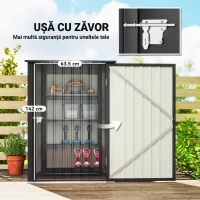 Outsunny Căsuță de Grădină pentru Depozitarea Uneltelor, din Oțel Zincat cu Ușă, 100x104x160 cm, Gri Închis(m-5)